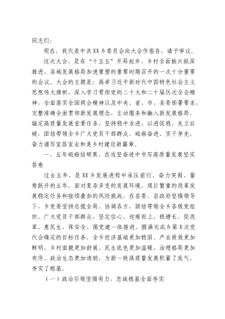 乡镇党代会工作报告（五年总结11000字）.docx