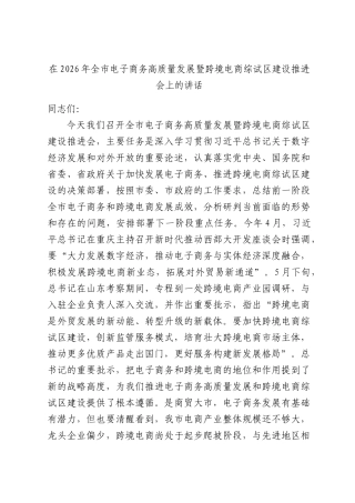 在2026年全市电子商务高质量发展暨跨境电商综试建设推进会上的讲话.docx