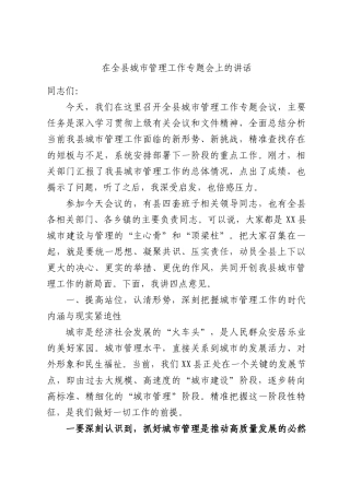 城市管理工作专题会上的讲话.docx