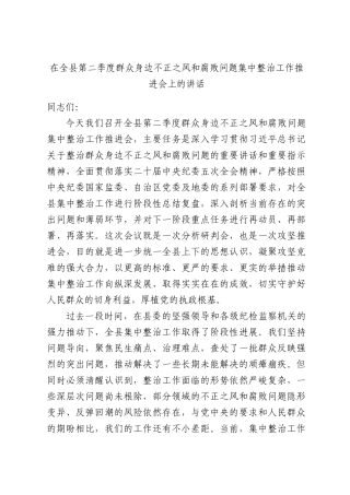 第二季度群众身边不正之风和腐败问题集中整治工作推进会上的讲话.docx