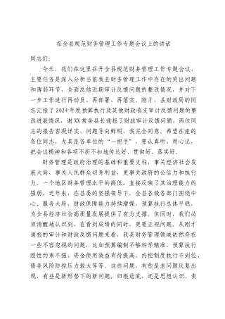 规范财务管理工作专题会议上的讲话.docx