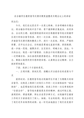 在全镇学区教育督导反馈问题复盘整改专题会议上的讲话.docx