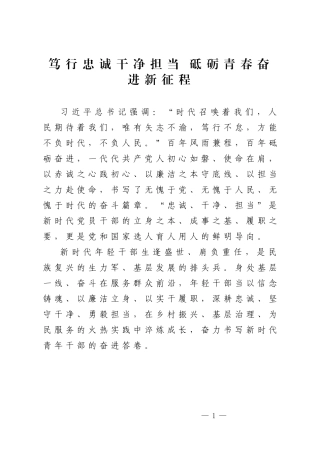 七一党课讲稿：年轻干部何以践行“忠诚干净担当”.docx
