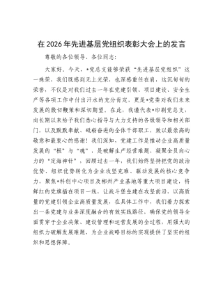 在2026年先进基层党组织表彰大会上的发言.docx