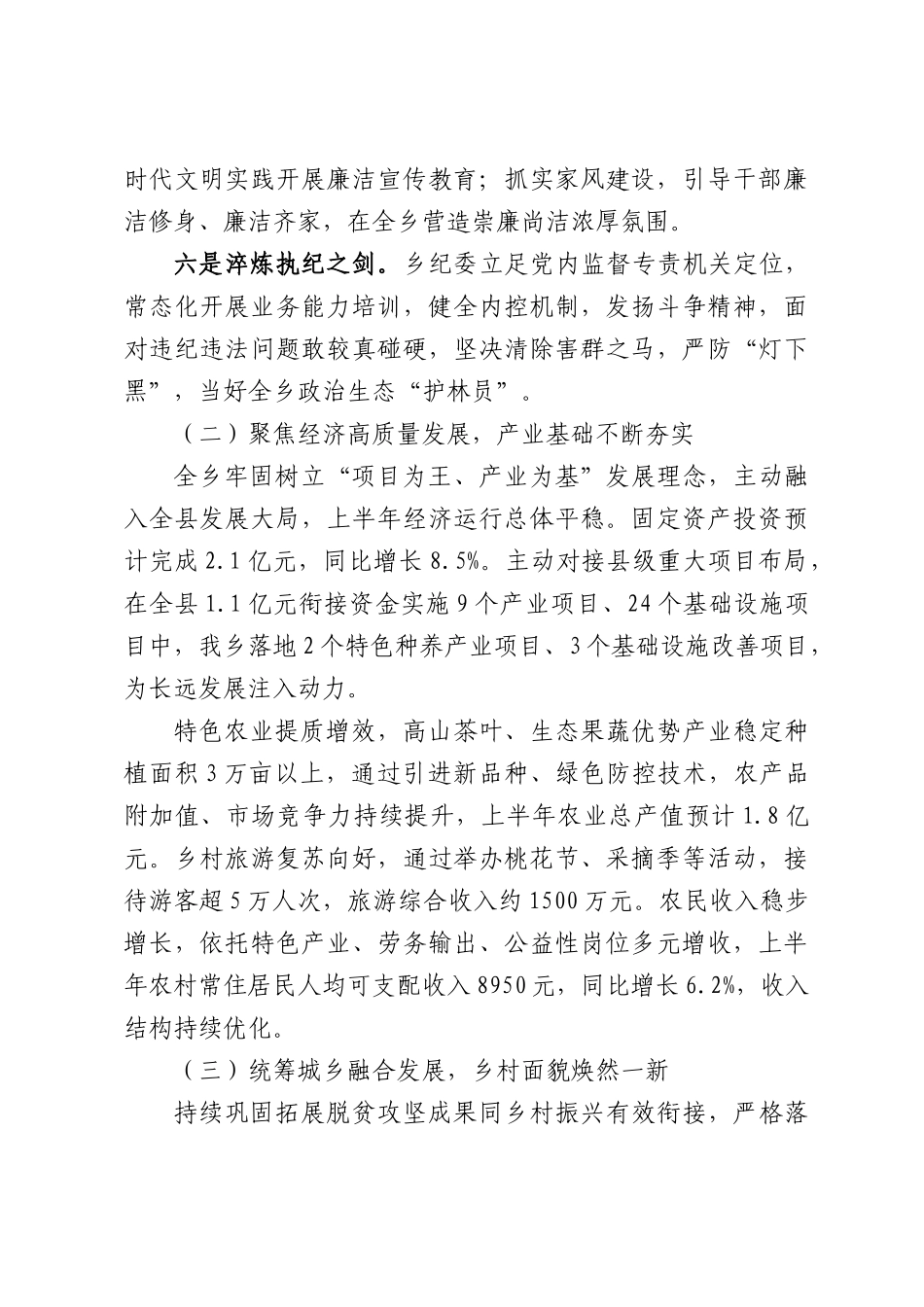 XX乡镇2026年上半年工作情况报告.docx_第3页