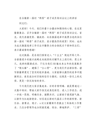 乡镇新一届村“两委”班子成员培训会议上的讲话.docx