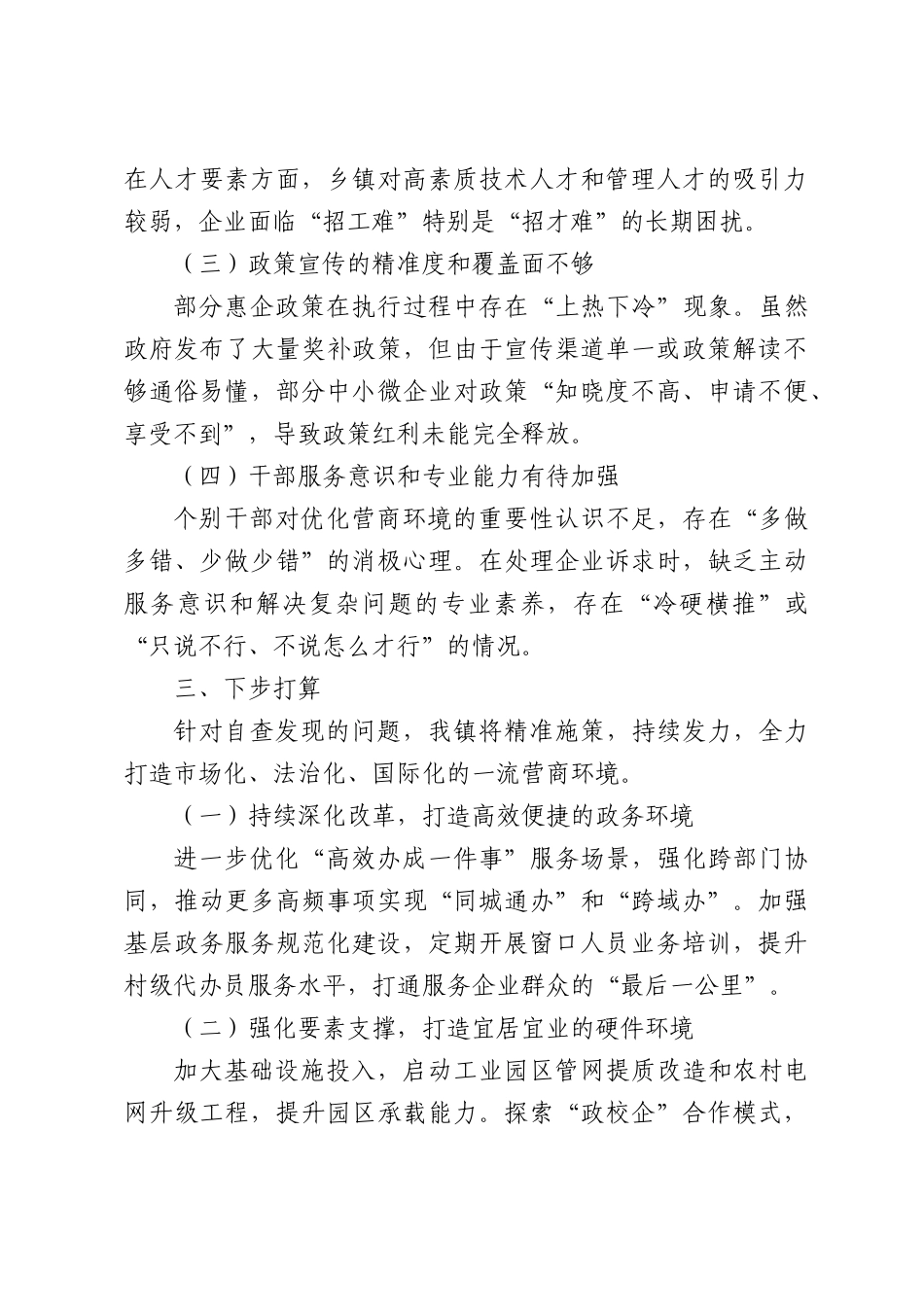 乡镇营商环境建设自查情况报告.docx_第3页