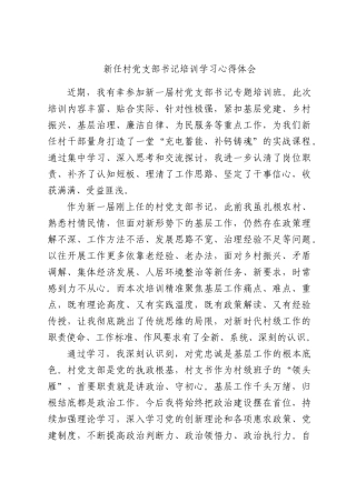 新任村党支部书记培训学习心得体会.docx