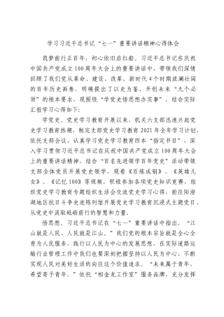 学习习近平总书记“七一”重要讲话精神心得体会.docx