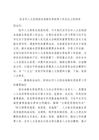 在全市人大系统综合文稿起草工作会议上的讲话.docx