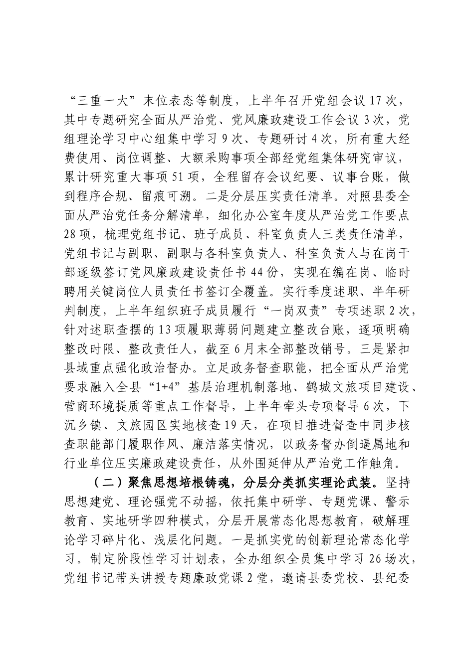 XX县政府办2026年上半年从严治党工作总结.doc_第2页