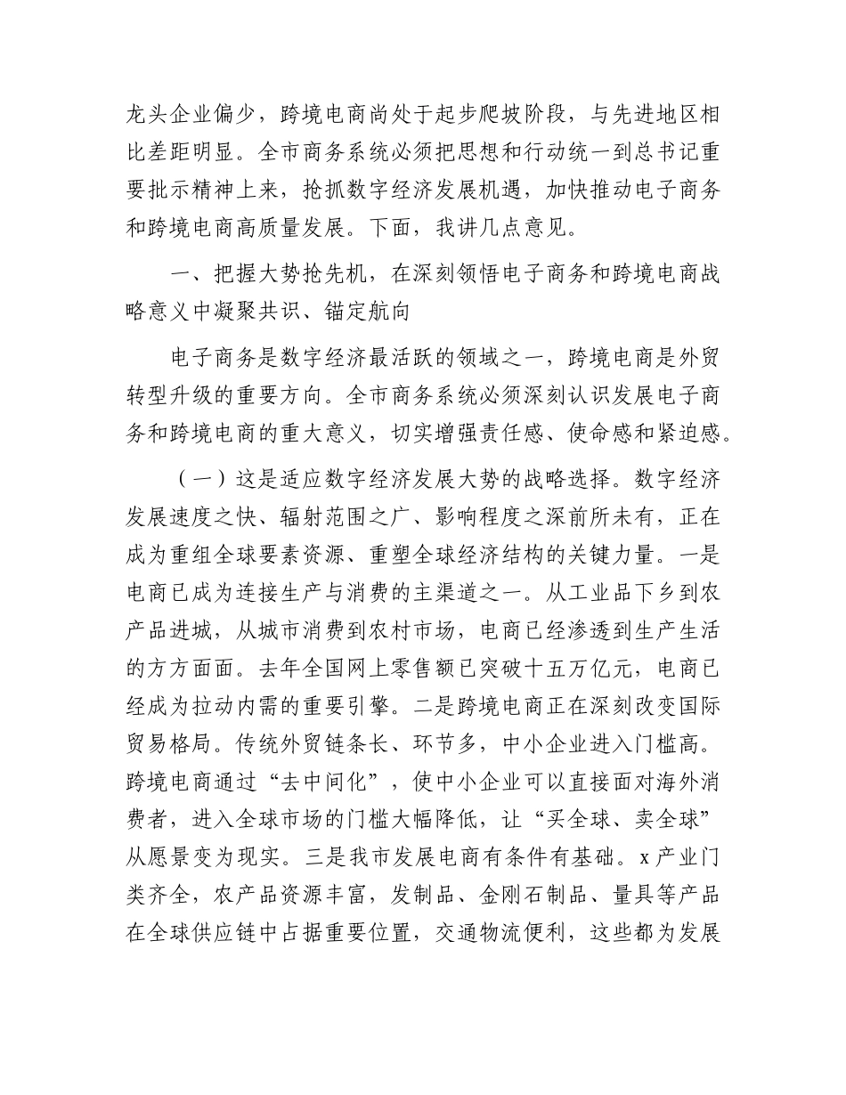 全市电子商务高质量发展暨跨境电商综试区建设推进会上的讲话.docx_第2页