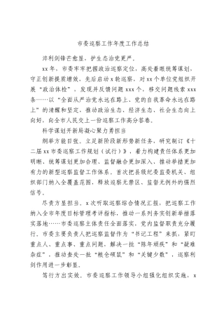 市委巡察工作年度工作总结.docx