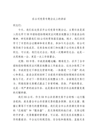 在公司党委专题会议上的讲话.docx