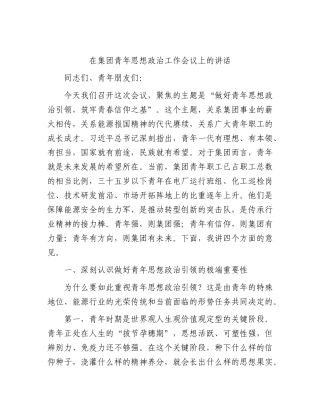 在公司青年思想政治工作会议上的讲话.docx