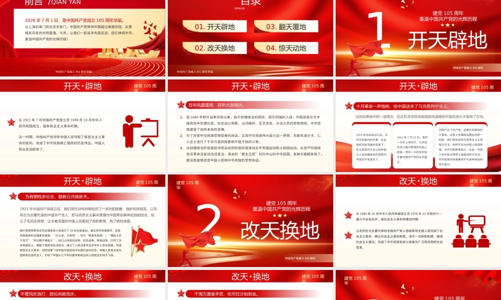 PPT课件：七一建党105周年—重温党的光辉历程.pptx