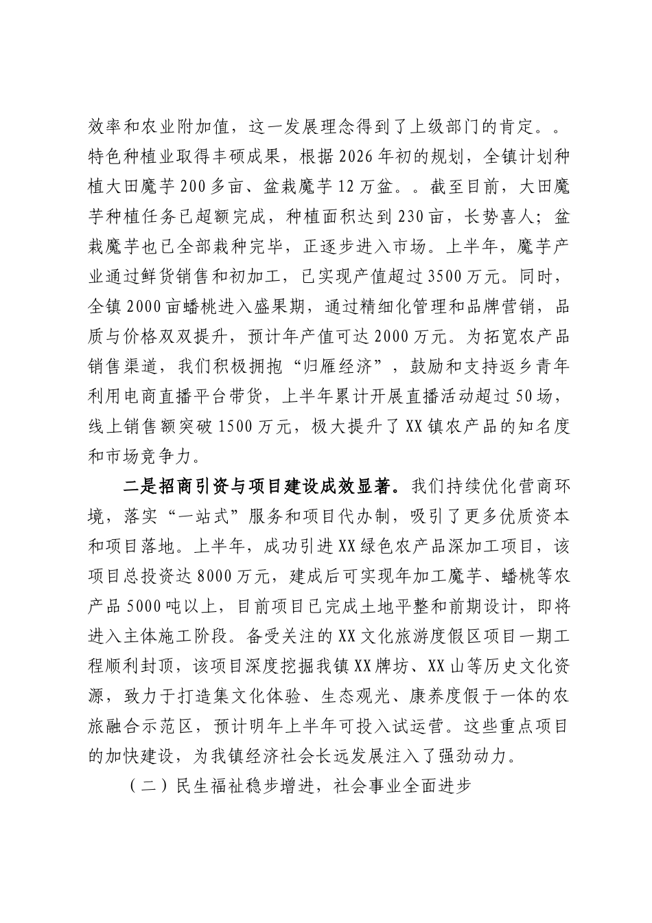 XX镇2026年上半年工作总结暨下半年工作计划.docx_第2页