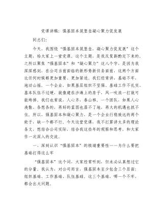党课：强基固本筑堡垒 凝心聚力促发展.docx
