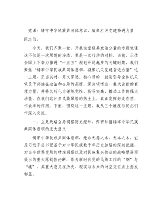2026年党课：铸牢中华民族共同体意识，凝聚机关党建奋进力量.docx