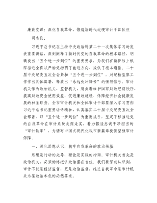 2026年廉政党课：深化自我革命，锻造新时代过硬审计干部队伍.docx