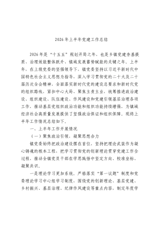 乡镇2026年上半年党建工作总结.docx