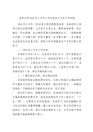 县审计局2026年上半年工作总结和下半年工作安排.docx