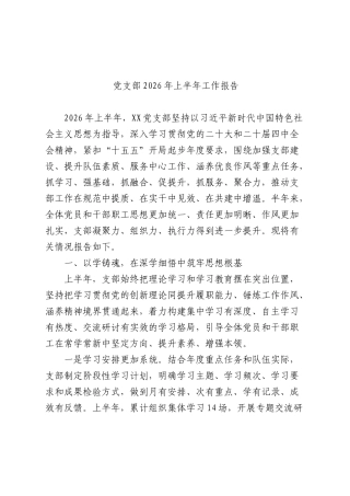 党支部2026年上半年工作报告（党建总结）.docx