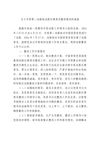 关于市委第二巡察组巡察反馈意见整改情况的通报.docx
