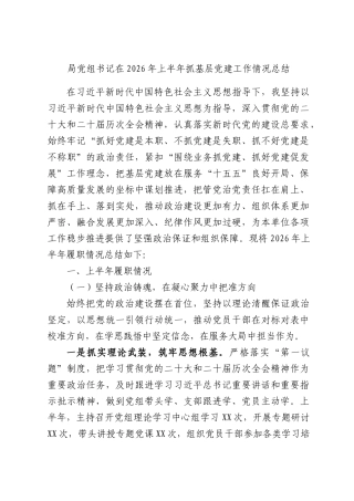局党组书记在2026年上半年抓基层党建工作情况总结.docx