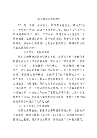 镇长的现实表现材料.docx