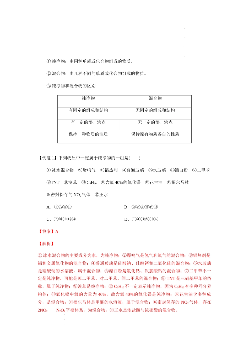 第6讲 物质的组成、分类及变化（解析版） 高考化学【一轮·夯实基础】复习精讲精练.docx_第3页