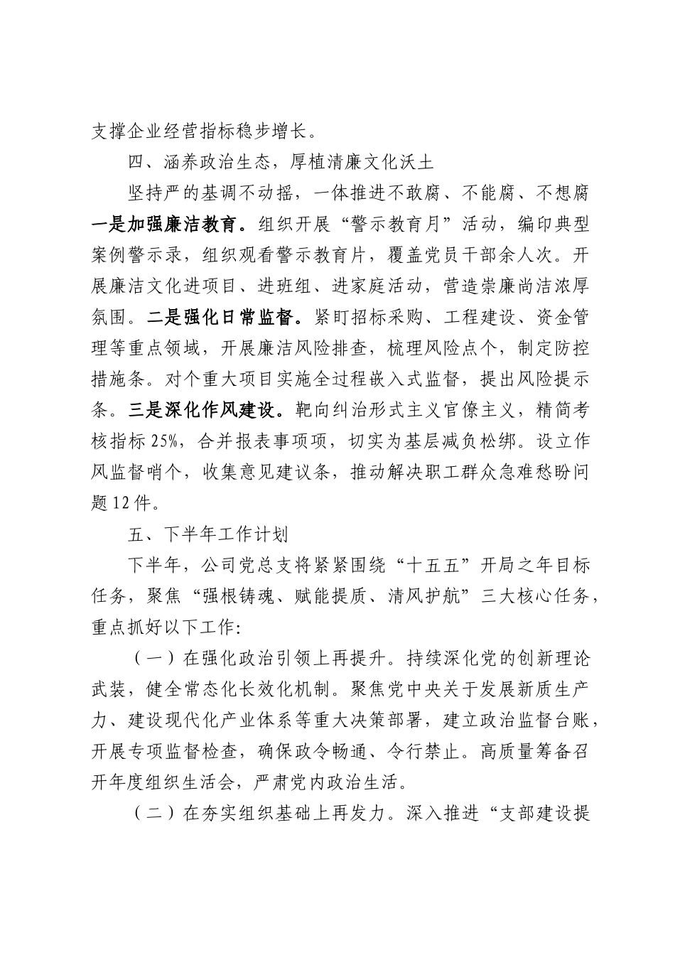 XX国企党总支2026年上半年党建工作总结及下半年工作计划.docx_第3页