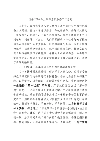 XX国企2026年上半年意识形态工作总结.docx