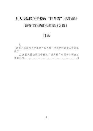 县人民法院关于整改“回头看”专项审计调查工作的汇报汇编（2篇）.docx