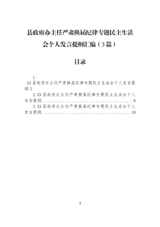 县政府办主任严肃换届纪律专题民主生活会个人发言提纲汇编（3篇）.docx