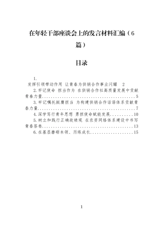 在年轻干部座谈会上的发言材料汇编（6篇）.docx