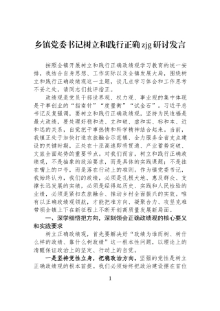 乡镇党委书记树立和践行正确zjg研讨发言.docx