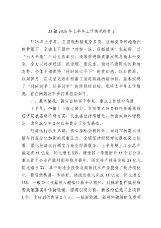 XX镇2026年上半年工作情况报告2.docx