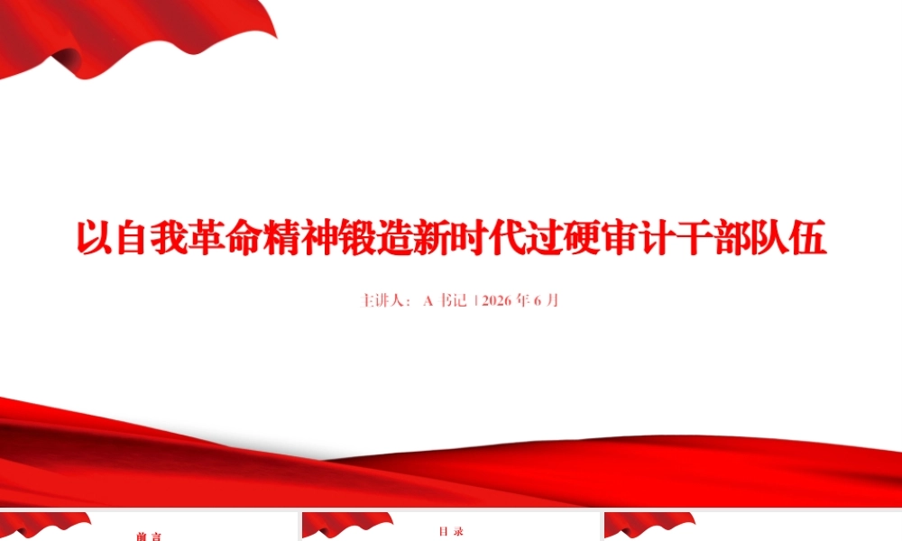 PPT：以自我革命精神锻造新时代过硬审计干部队伍.pptx