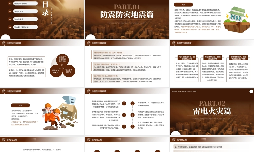 棕色简约预防自然灾害主题班会.pptx