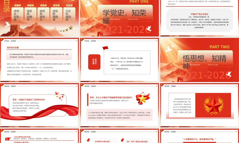红色简约风中国共产党建党105周年.pptx