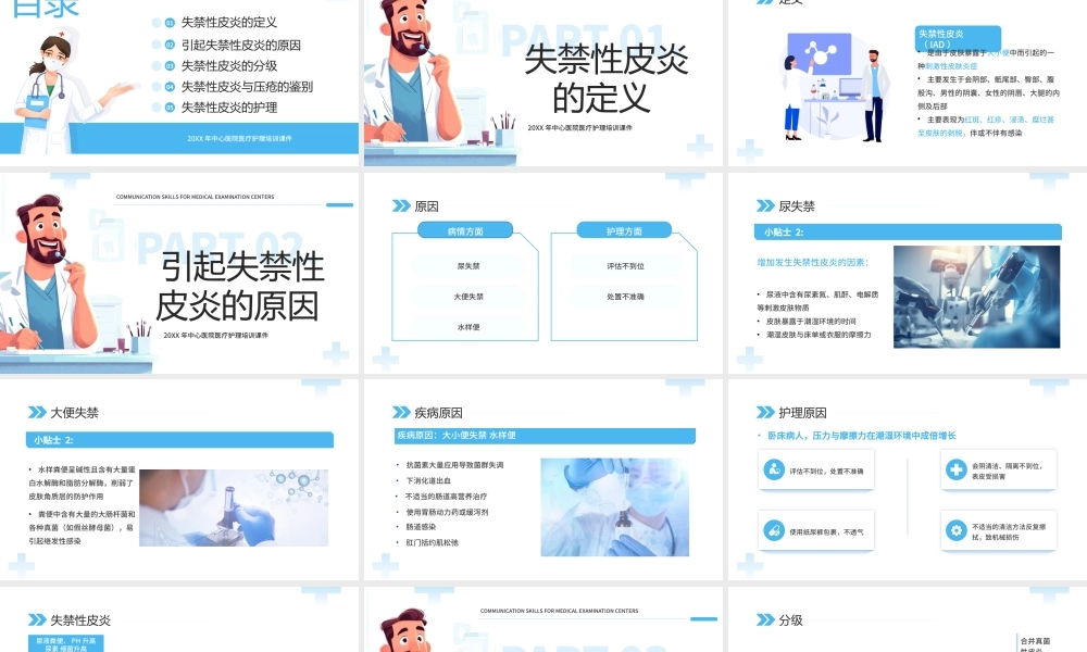 蓝色简约医疗失禁性皮炎护理 .pptx