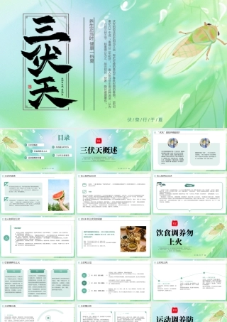 绿色简约三伏天养生科普讲座 .pptx