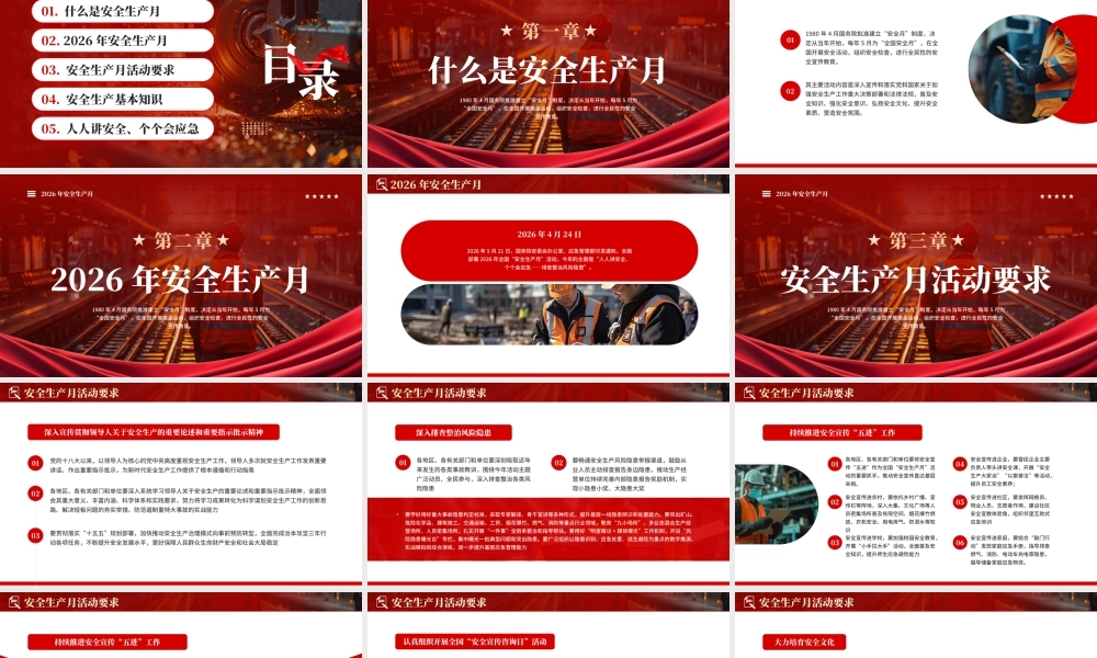 红色简约风2026安全生产月宣传.pptx