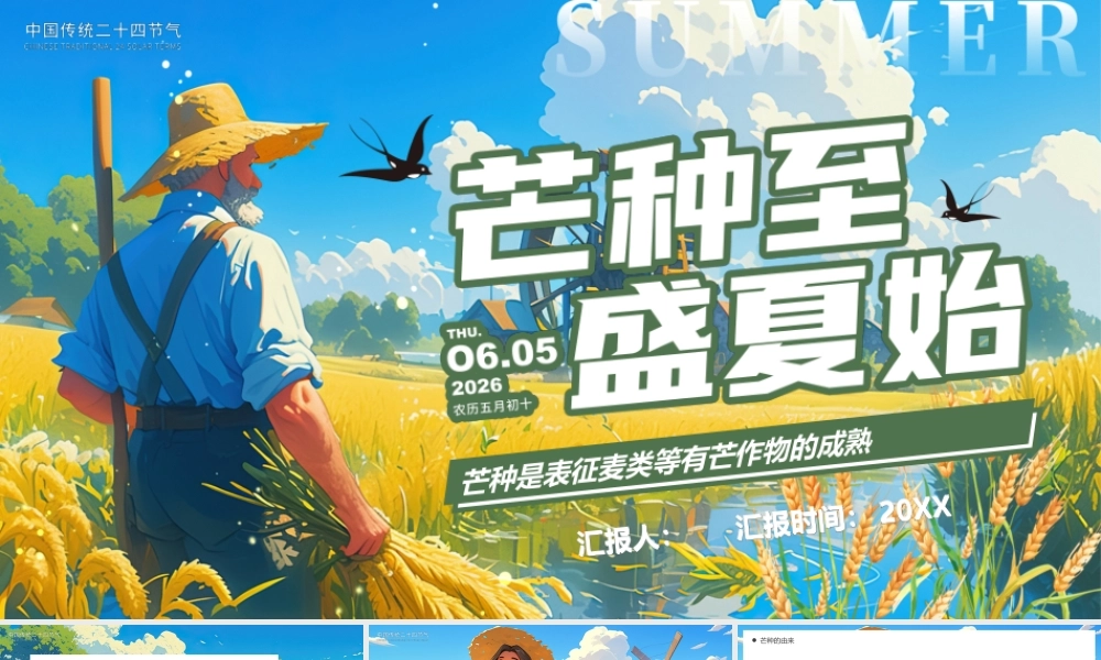 蓝色画风芒种至盛夏始.pptx