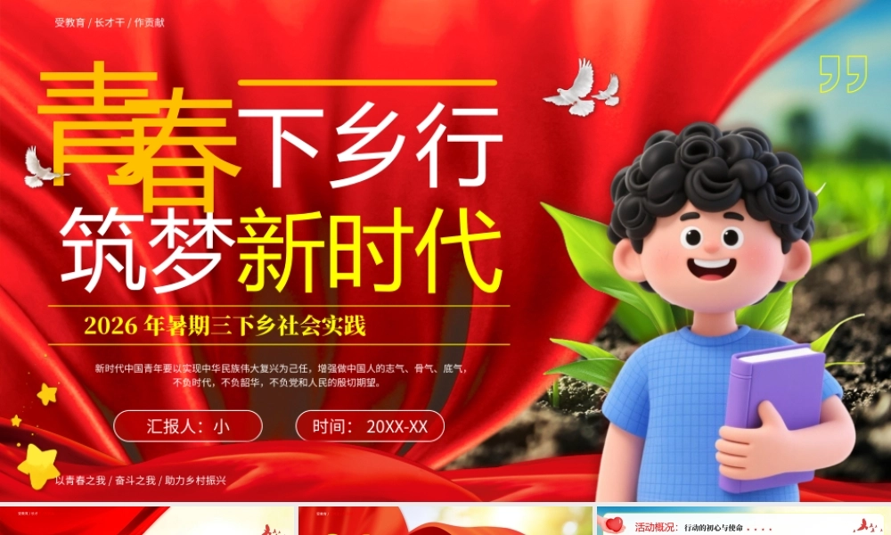 党政风青春下乡行筑梦新时代暑假三下乡社会实践报告 .pptx