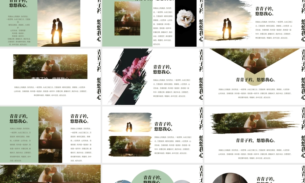 精美婚纱照背景“青青子衿悠悠我心”婚礼相册.pptx