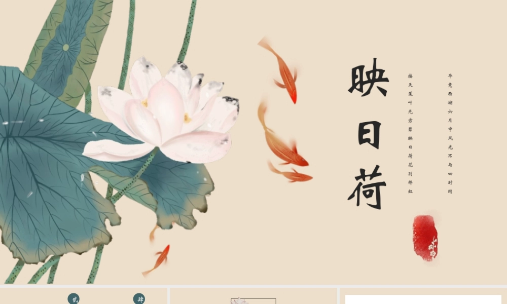 清雅写意荷花荷叶背景“映日荷”古典.pptx