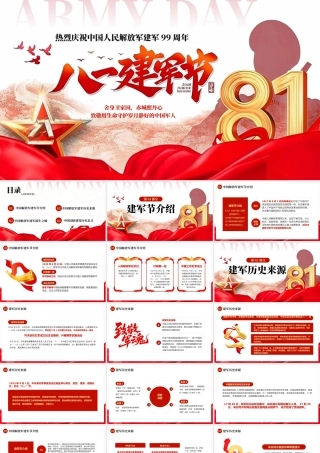 红色简约风八一建军节主题.pptx