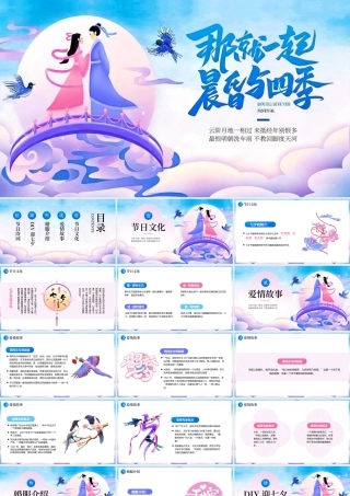 紫色中式风七夕节日介绍主题.pptx